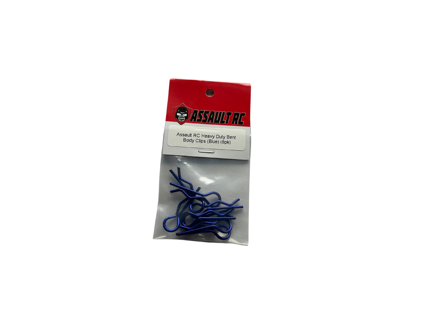 Assault RC Light Weight Bent Body Clips (Blue, 8pk)