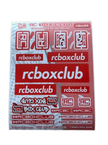 Red and Gray RC Box Club Stickers February 2025